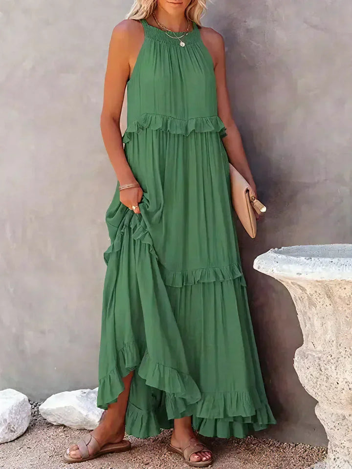 Thea - Maxi Ruffle Halter Dress (Limited Stock Available)