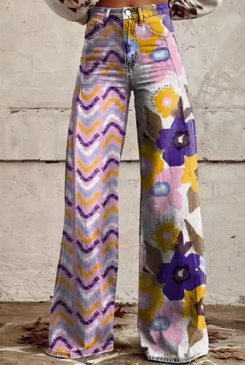 Clementine - Boho Floral Trousers Festival Comfort