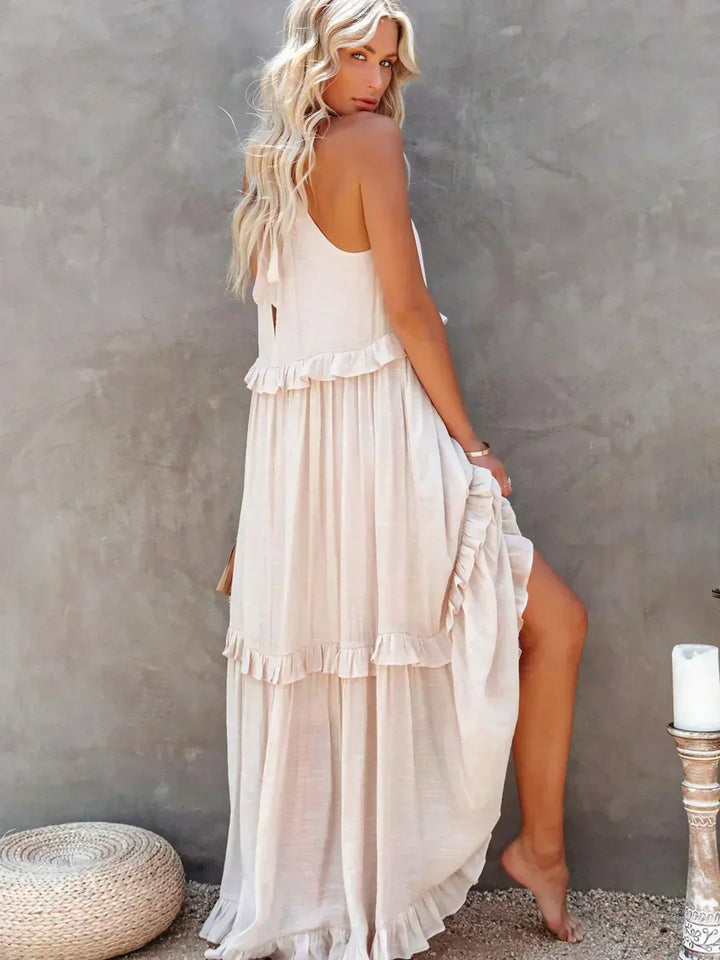 Thea - Maxi Ruffle Halter Dress (Limited Stock Available)