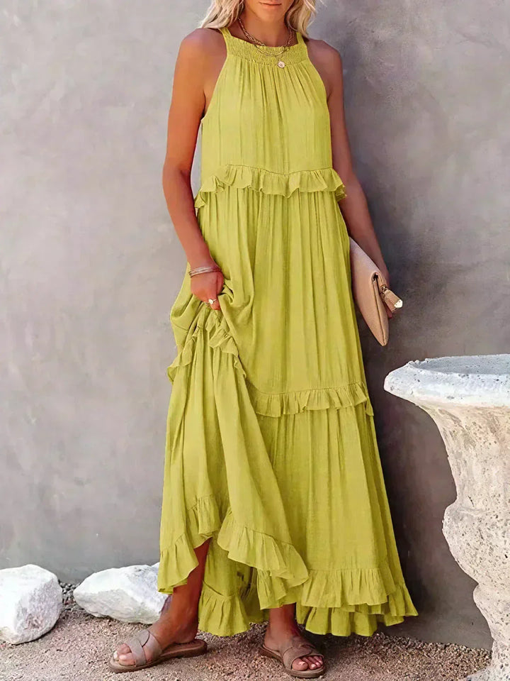 Thea - Maxi Ruffle Halter Dress (Limited Stock Available)