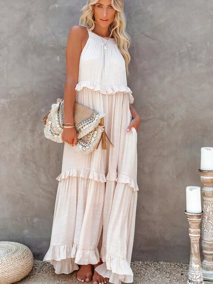 Thea - Maxi Ruffle Halter Dress (Limited Stock Available)