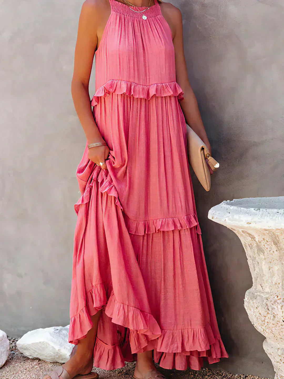 Thea - Maxi Ruffle Halter Dress (Limited Stock Available)