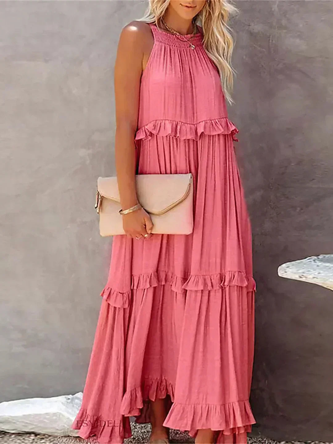Thea - Maxi Ruffle Halter Dress (Limited Stock Available)