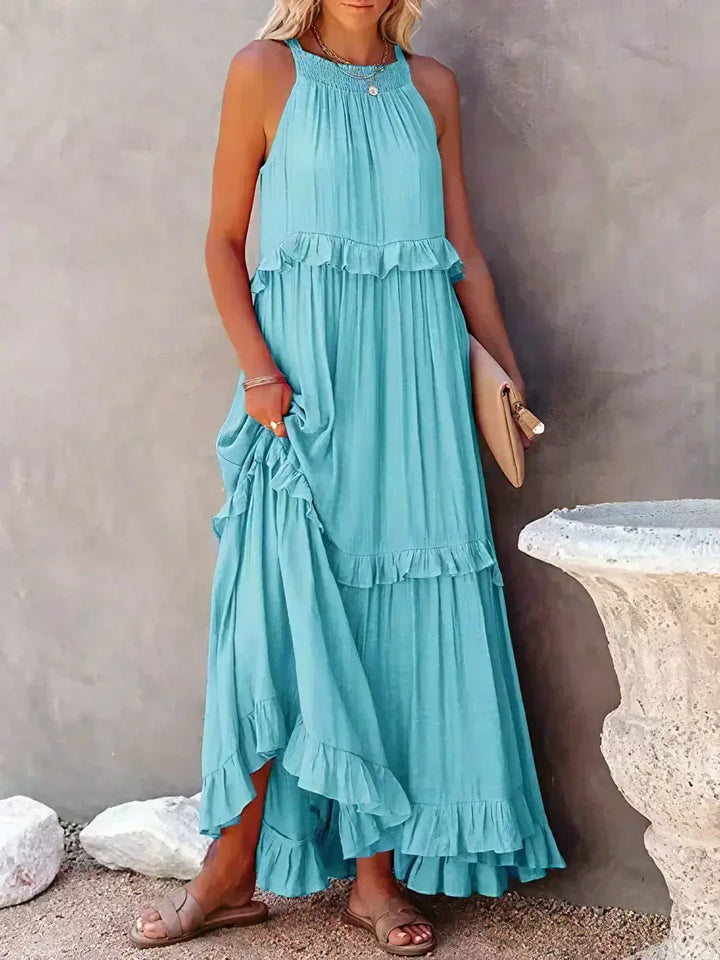 Thea - Maxi Ruffle Halter Dress (Limited Stock Available)