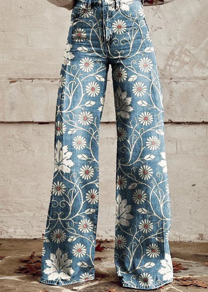 Margherita - Elegant Boho Trousers with Floral Pattern