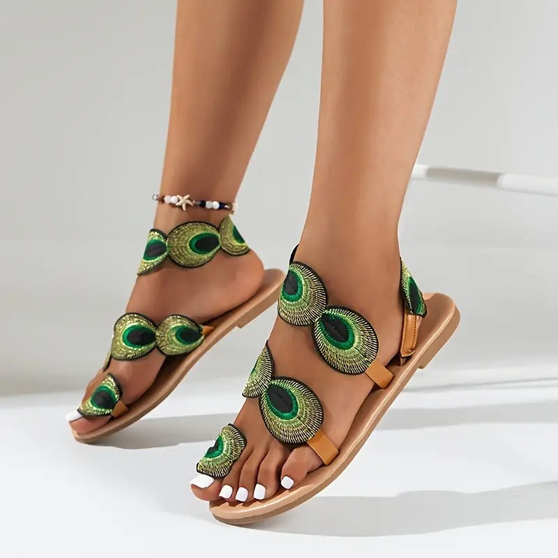Louisa - Peacock Print Sandals