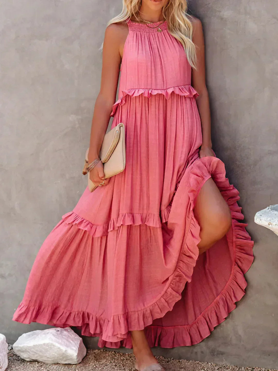 Thea - Maxi Ruffle Halter Dress (Limited Stock Available)