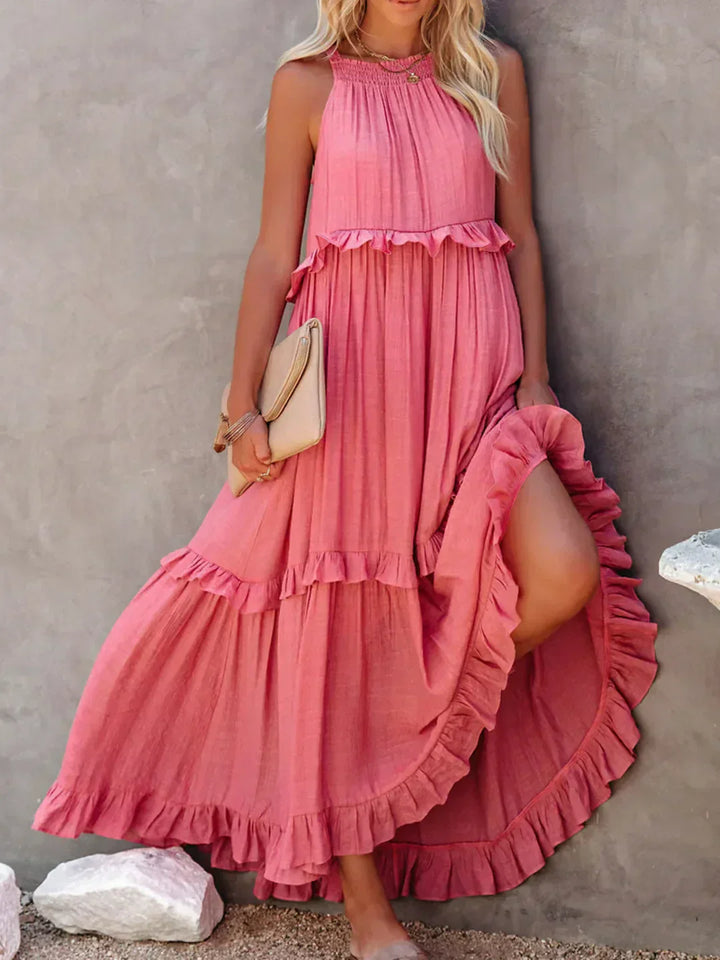 Thea - Maxi Ruffle Halter Dress (Limited Stock Available)
