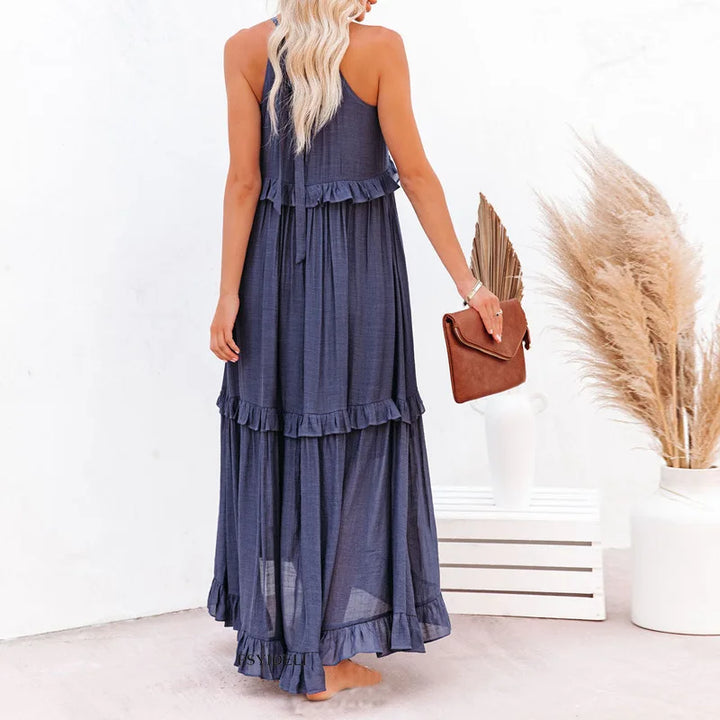 Thea - Maxi Ruffle Halter Dress (Limited Stock Available)