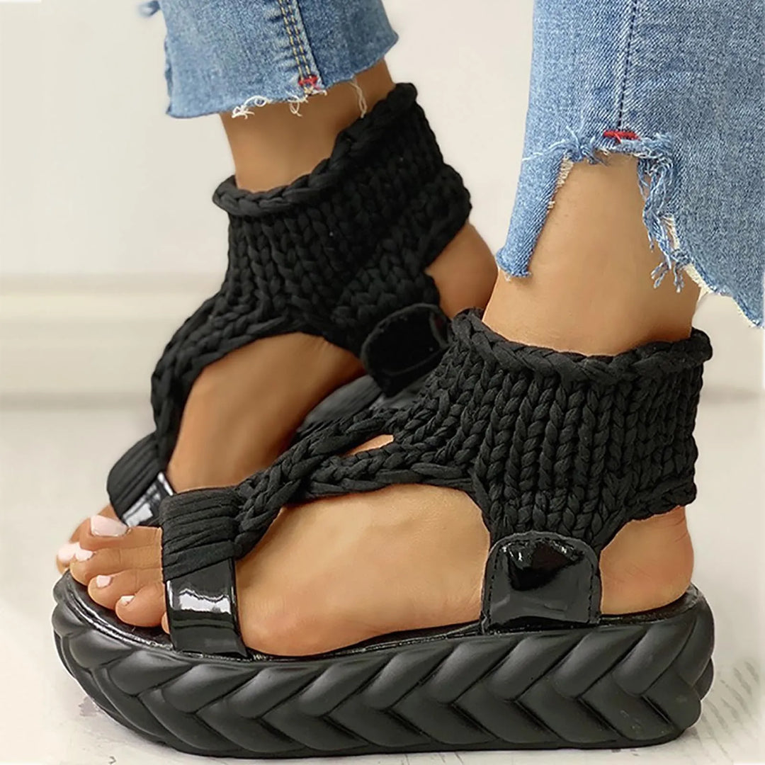 Charlotte - Wedge Sandals With Bow