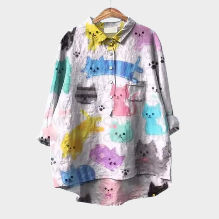 Anne - Playful Watercolour Cats in a Relaxed Fit