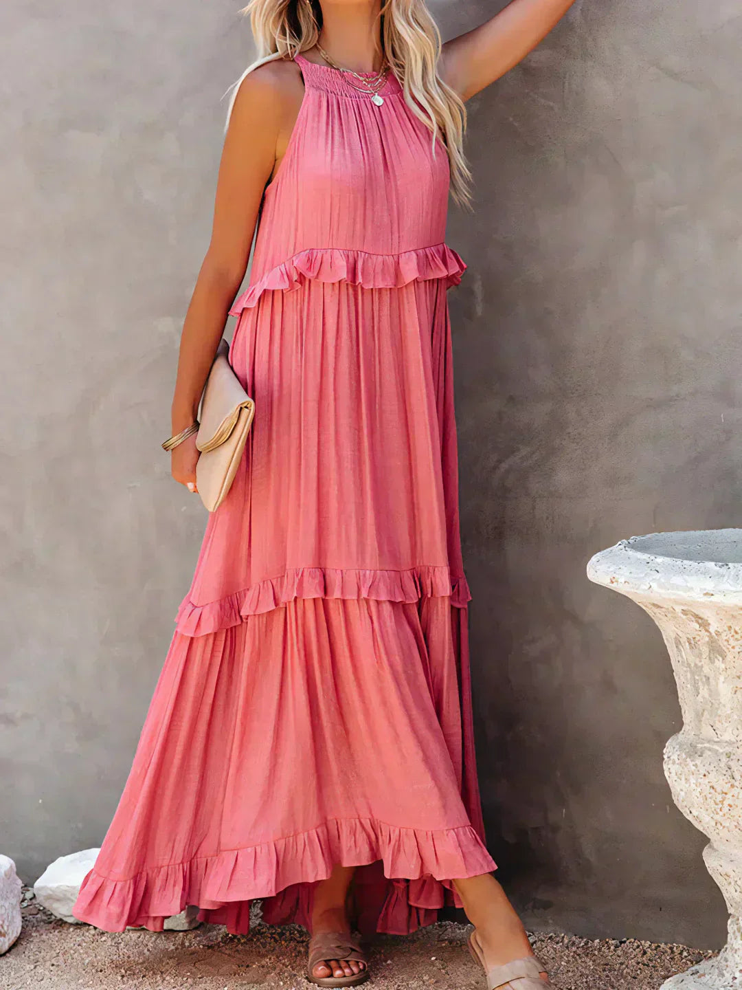 Thea - Maxi Ruffle Halter Dress (Limited Stock Available)