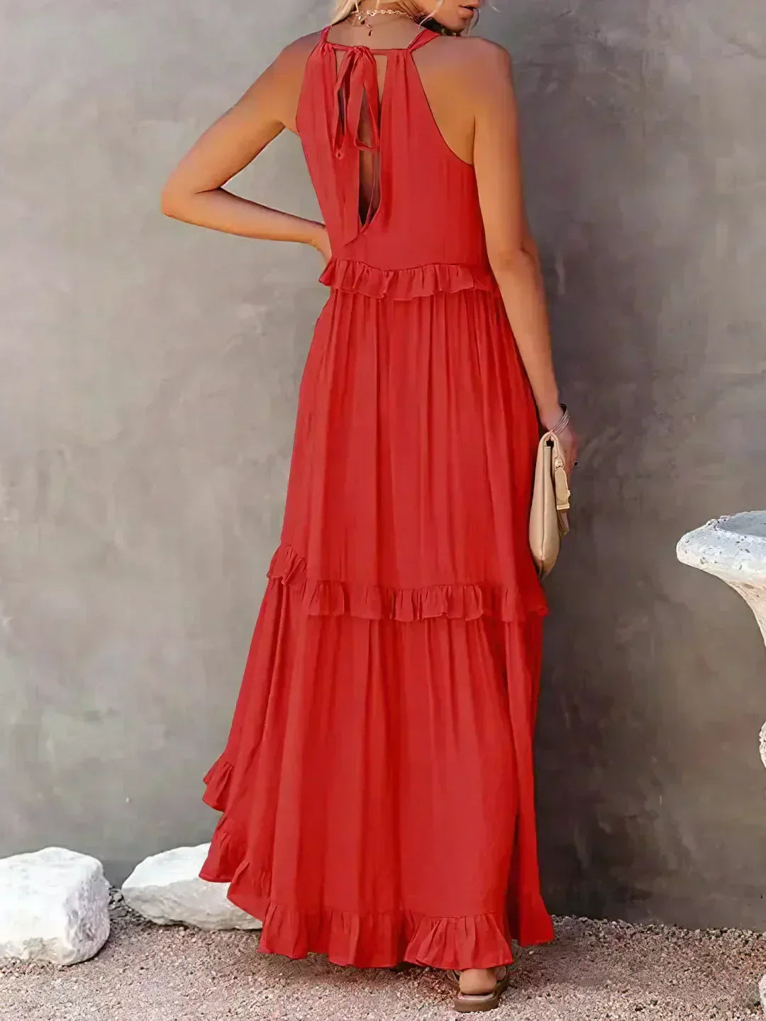 Thea - Maxi Ruffle Halter Dress (Limited Stock Available)