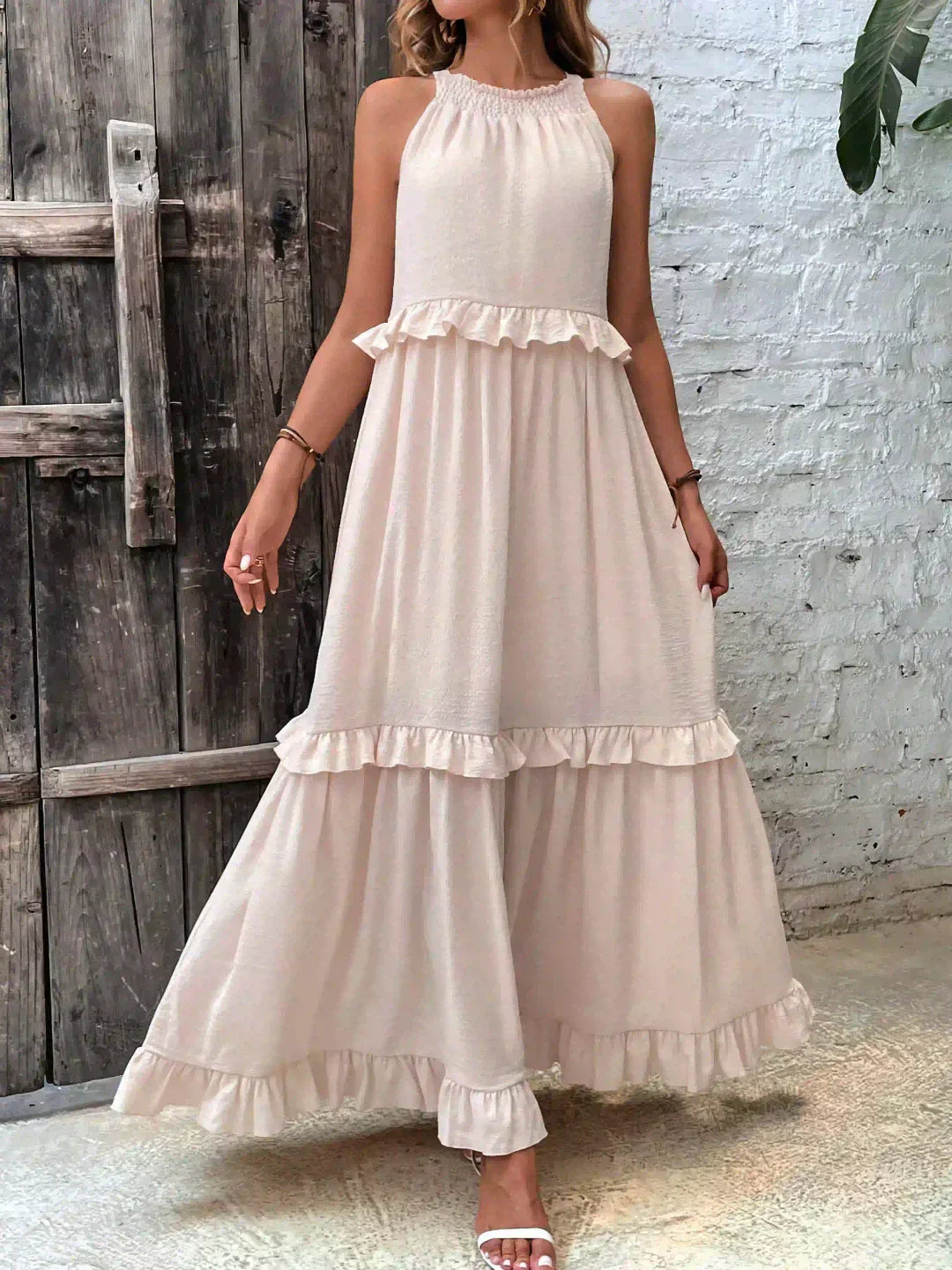 Thea - Maxi Ruffle Halter Dress (Limited Stock Available)