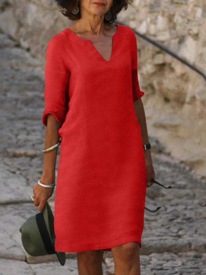 Imogen - V-Neck Dress Designed to Flatter the Midsection