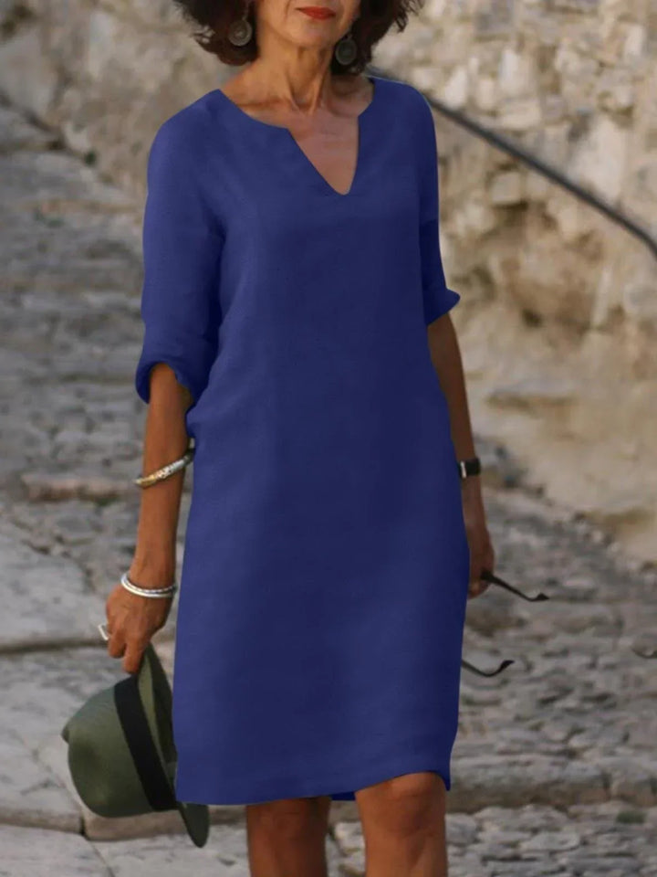 Imogen - V-Neck Dress Designed to Flatter the Midsection