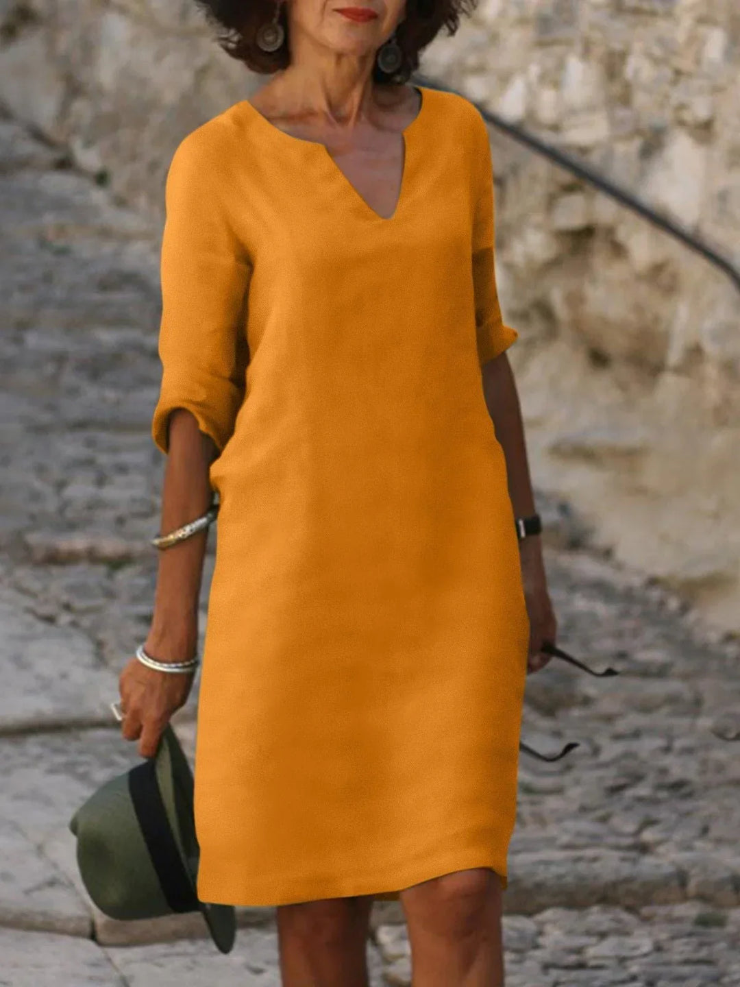 Imogen - V-Neck Dress Designed to Flatter the Midsection