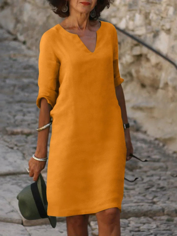 Imogen - V-Neck Dress Designed to Flatter the Midsection