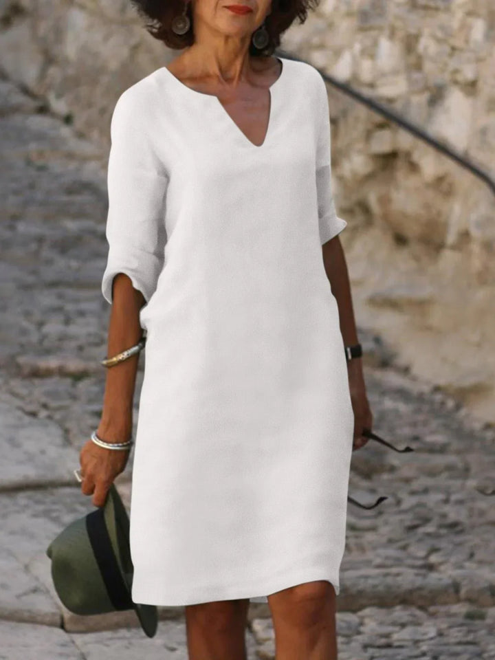 Imogen - V-Neck Dress Designed to Flatter the Midsection