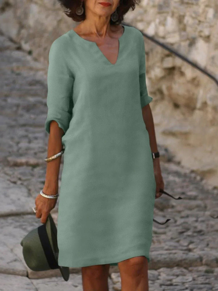Imogen - V-Neck Dress Designed to Flatter the Midsection