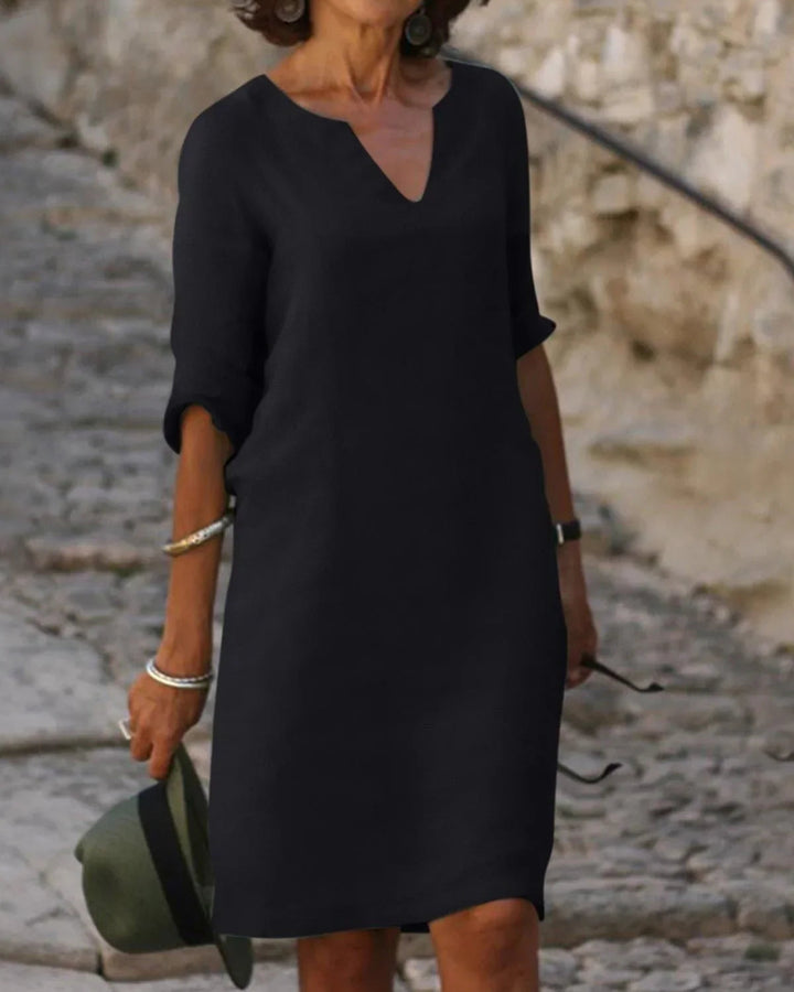 Imogen - V-Neck Dress Designed to Flatter the Midsection