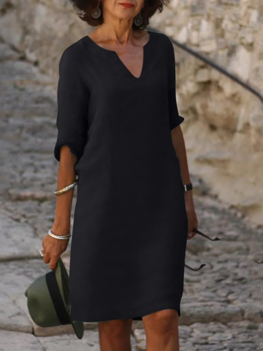 Imogen - V-Neck Dress Designed to Flatter the Midsection