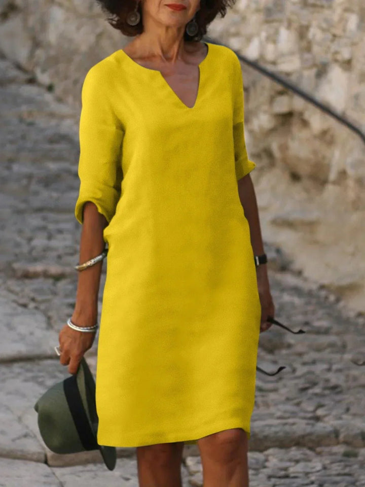Imogen - V-Neck Dress Designed to Flatter the Midsection