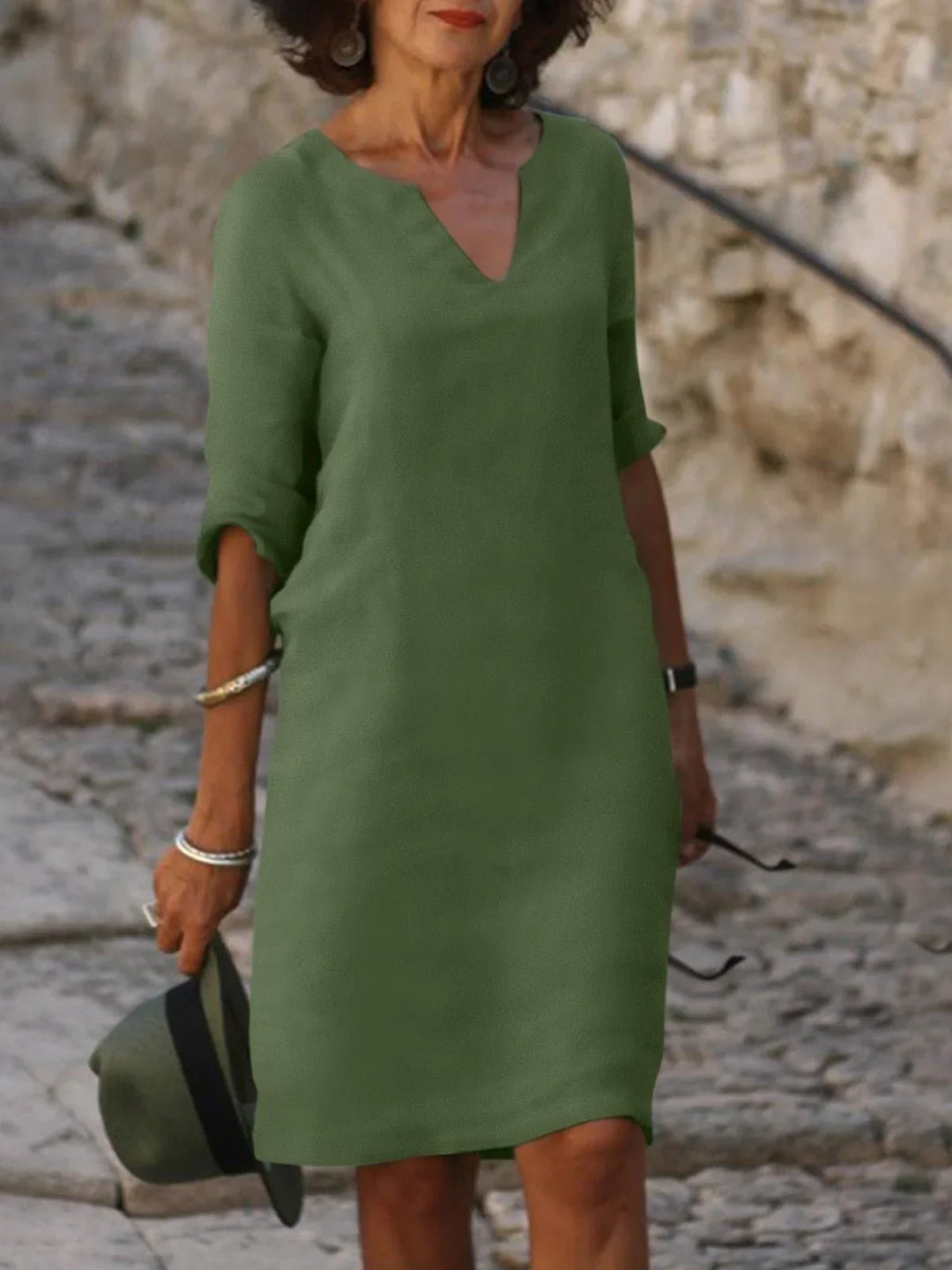 Imogen - V-Neck Dress Designed to Flatter the Midsection