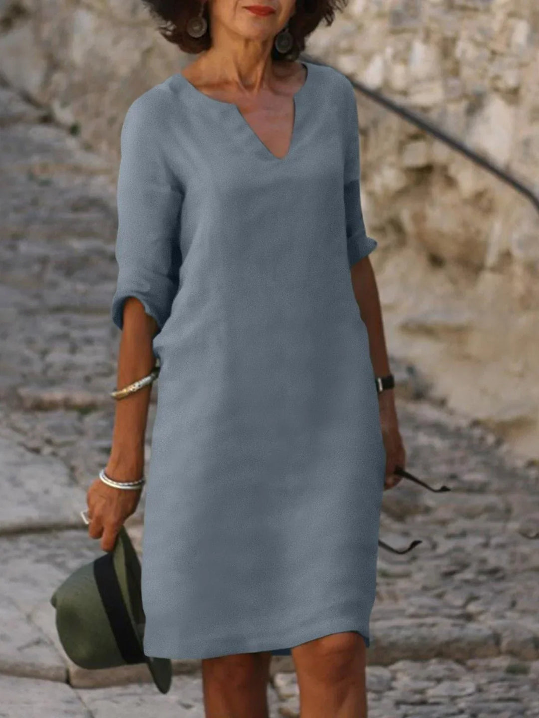 Imogen - V-Neck Dress Designed to Flatter the Midsection