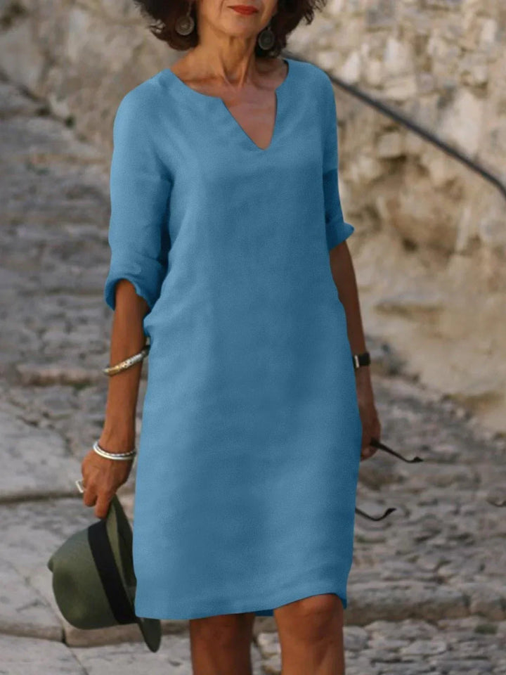 Imogen - V-Neck Dress Designed to Flatter the Midsection